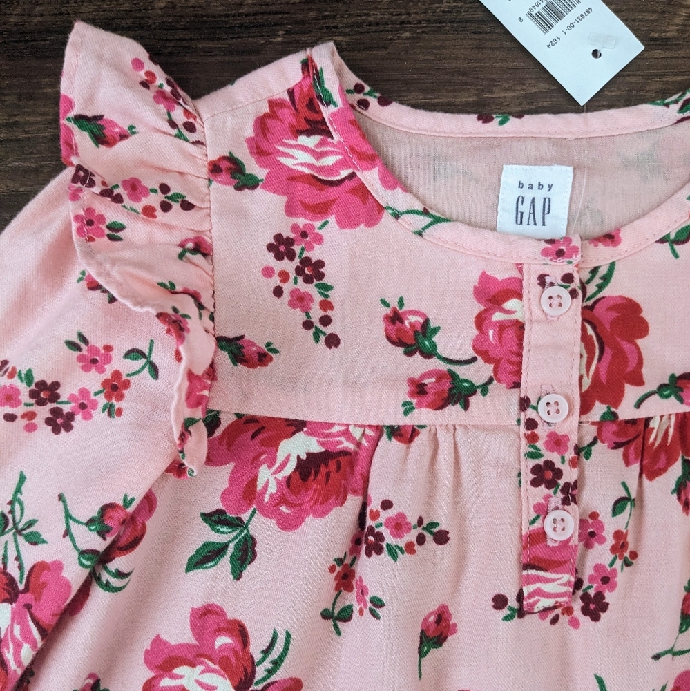 NWT Gap Pink Floral Ruffle Dress